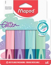 Maped Textmarker FLUO'PEPS Glitter PASTEL, 4er Kartonetui