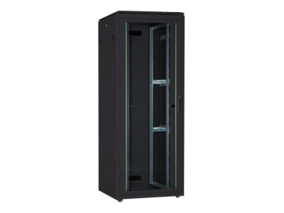 DIGITUS 36HE Unique Netzwerkschrank 800x800mm Glastür Schwarz DN-19 36U-8/8-B-1