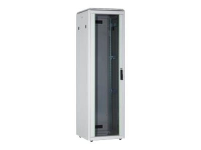 DIGITUS 42HE Unique Netzwerkschrank 600x600mm Glastür Grau DN-19 42U-6/6-1