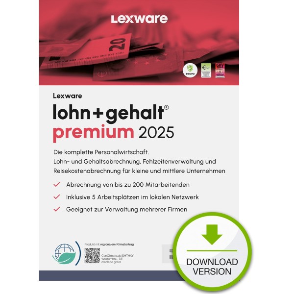 LEXWARE ESD lohn+gehalt premium 2025 unbegrenzte Laufzeit Download 02024-2035