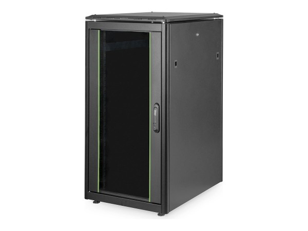 DIGITUS 22HE Unique Netzwerkschrank 600x800 mm Glastür Schwarz DN-19 22U-6/8-B-1