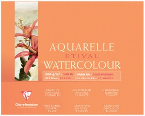 Clairefontaine Künstlerblock Aquarelle ETIVAL, 240 x 240 mm