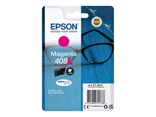 EPSON Ink/Singlepack Magenta 408L DURABrite Ul C13T09K34010