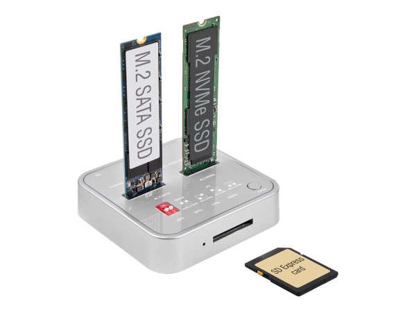 DELOCK Dockingstation M.2 NVMe SSD + M.2 SATA SSD SD Express 64138