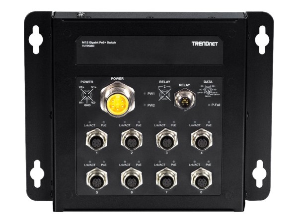 TRENDNET Switch 8-Port Gbit Industrial PoE+ EN50155 M12 TI-TPG80